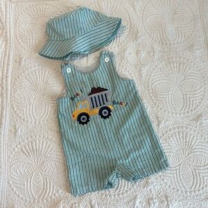 Bulldozer Romper with Matching Hat
